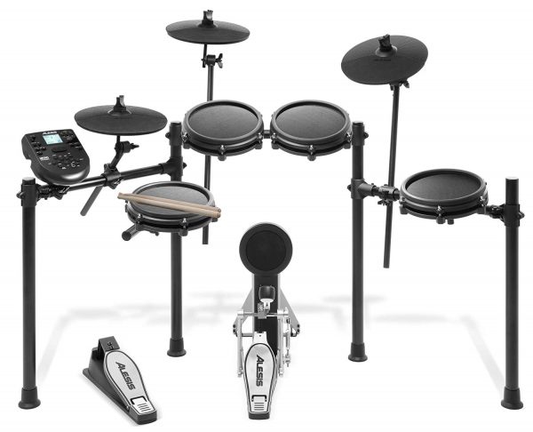 Alesis Drums Nitro Mesh Kit | Eight Piece All-Mesh Electronic Drum Kit With Super-Solid Aluminum Rack, 385 Sounds, 60 Play-Along Tracks, Connection Cables, Drum Sticks & Drum Key included