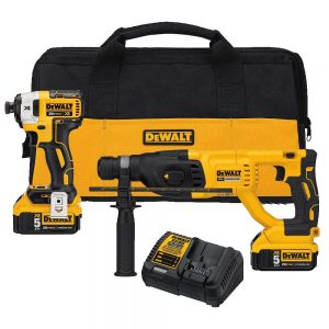 DEWALT DCK233P2 20V MAX XR Brushless 1'' SDS PLUS Rotary Hammer and Impact Driver Kit